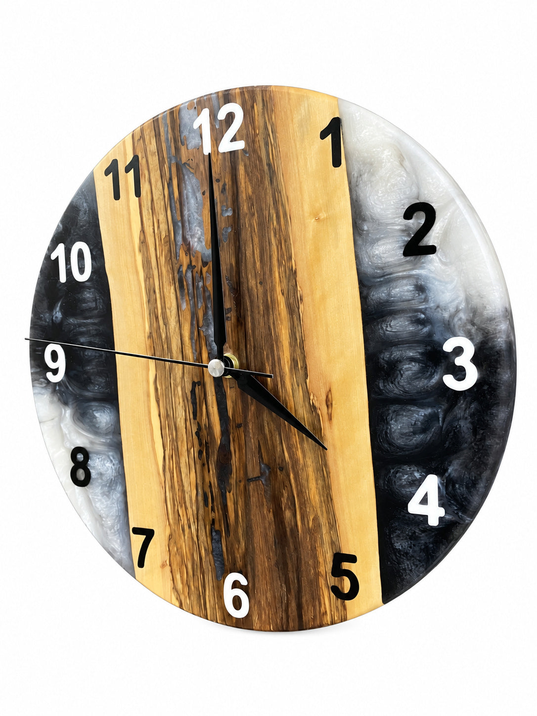 Charcoal Divide Olive Wood & Resin Wall Clock — product photograph, view 2