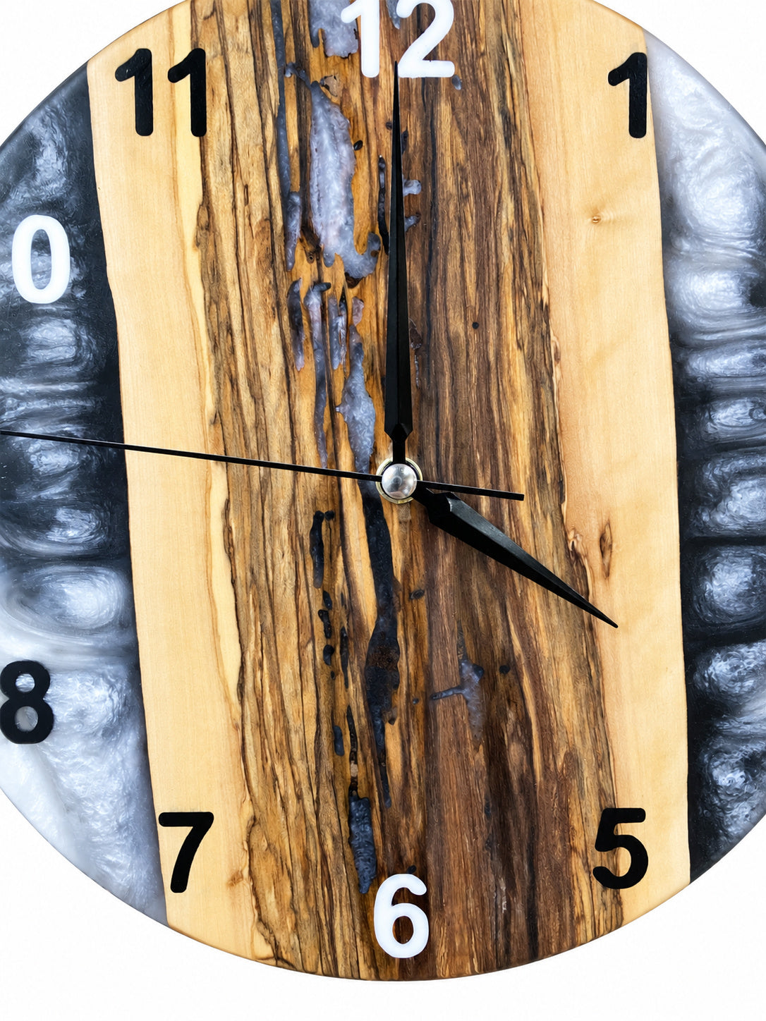 Charcoal Divide Olive Wood & Resin Wall Clock — product photograph, view 9