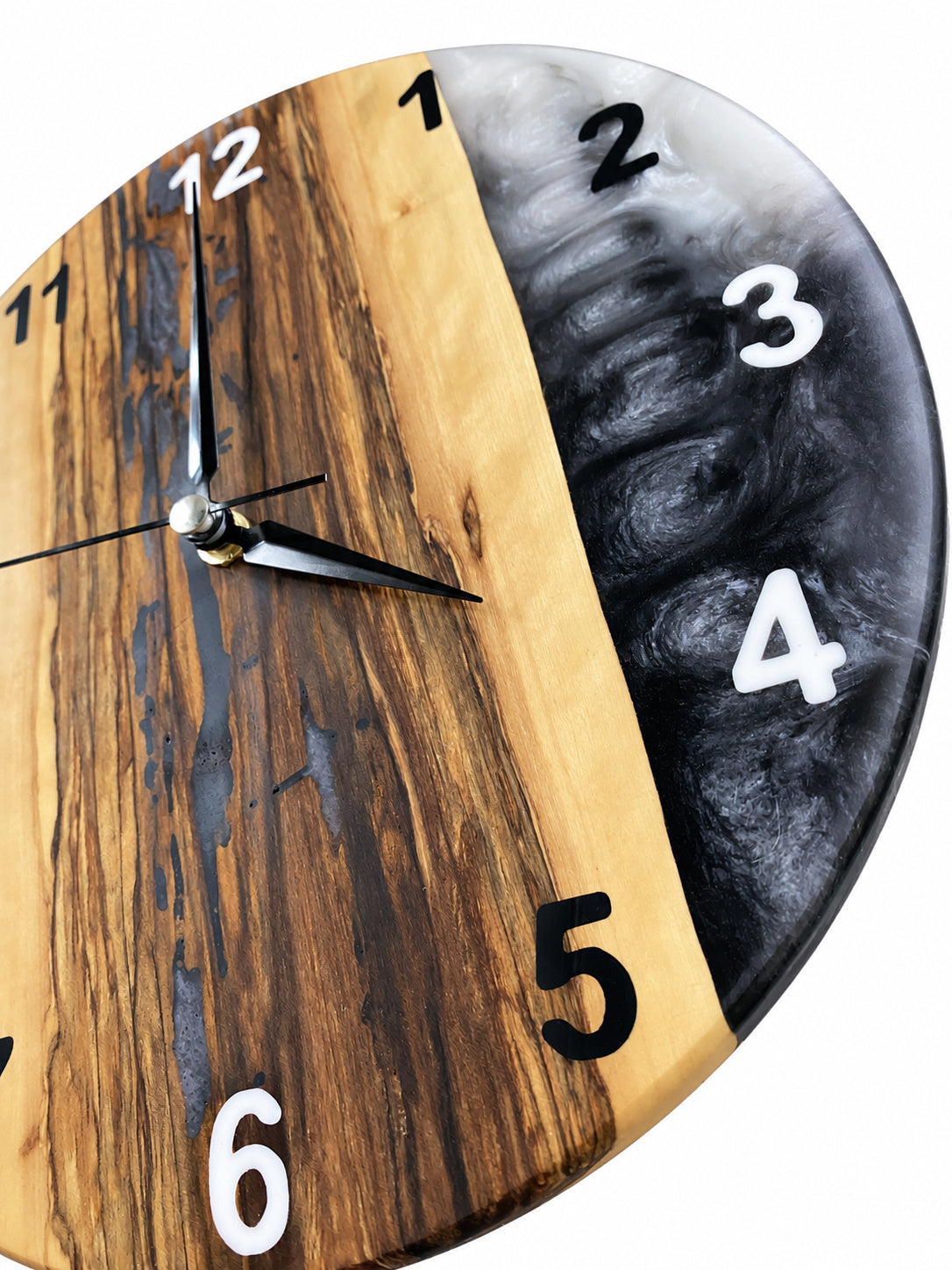 Charcoal Divide Olive Wood & Resin Wall Clock — product photograph, view 10