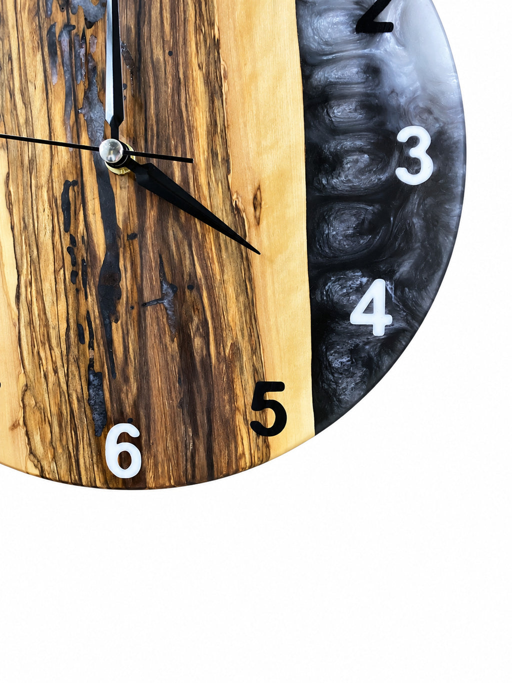 Charcoal Divide Olive Wood & Resin Wall Clock — product photograph, view 5