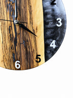 Charcoal Divide Olive Wood & Resin Wall Clock — product photograph, view 5