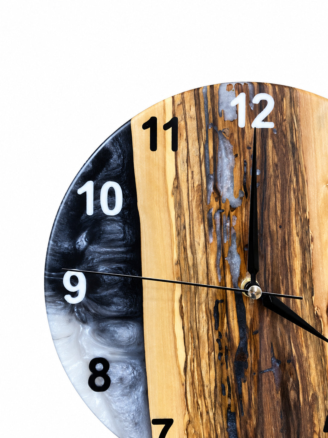 Charcoal Divide Olive Wood & Resin Wall Clock — product photograph, view 7