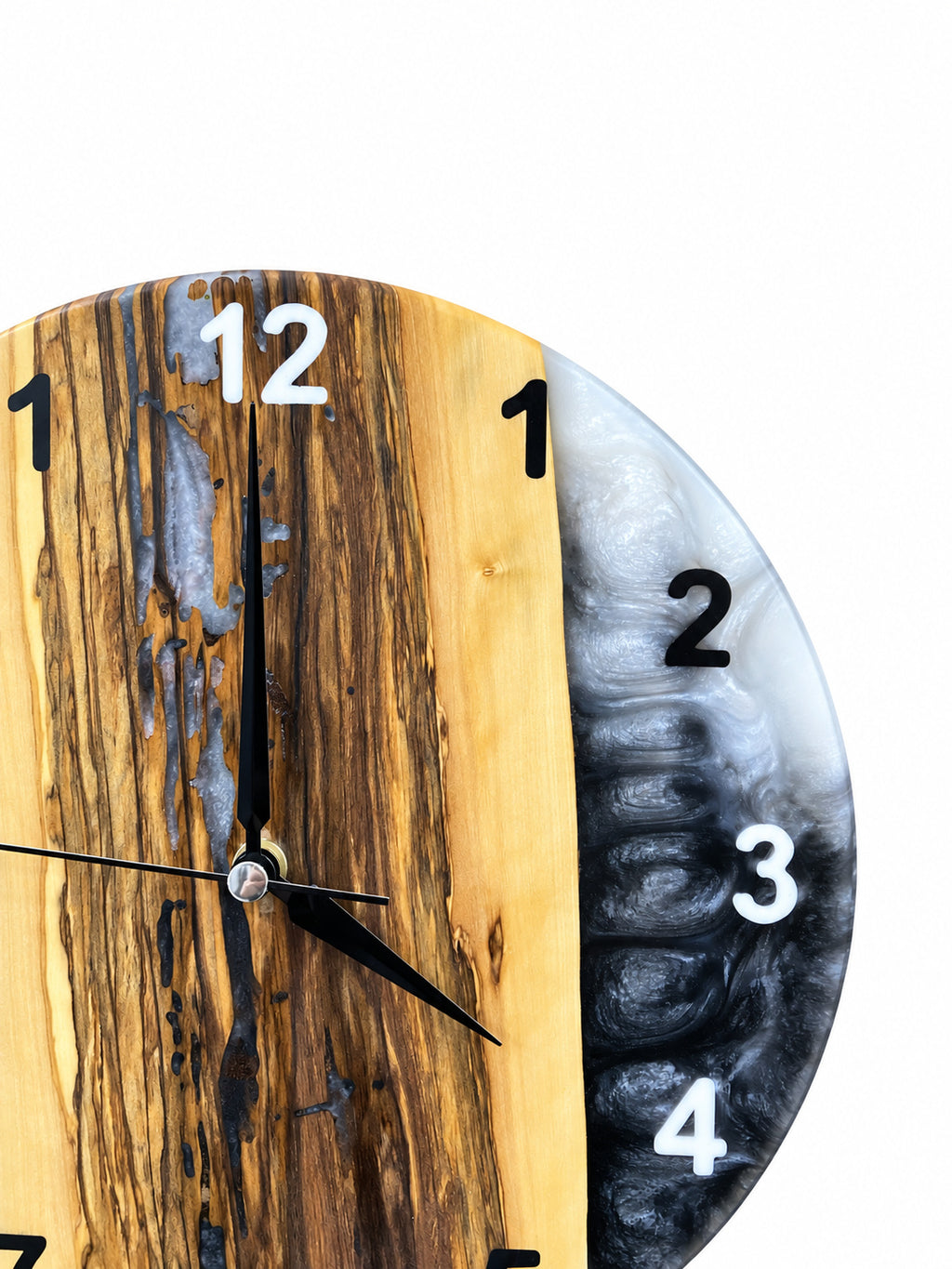 Charcoal Divide Olive Wood & Resin Wall Clock — product photograph, view 8