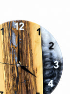 Charcoal Divide Olive Wood & Resin Wall Clock — product photograph, view 8