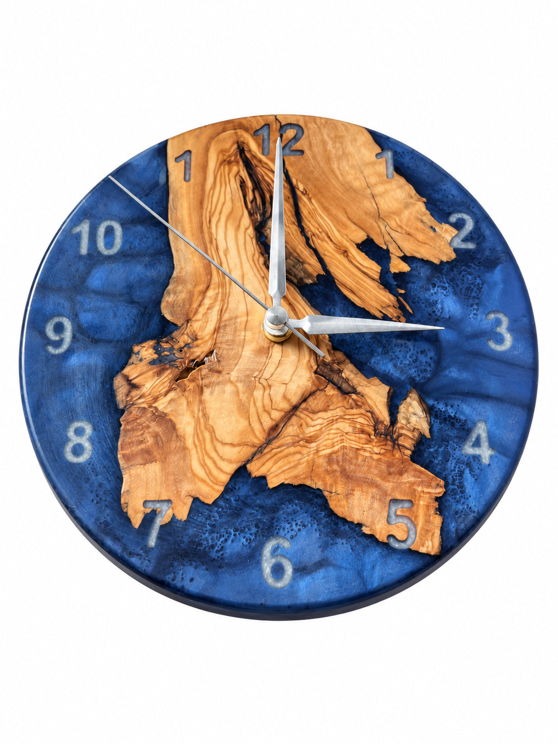 Blue Coast Map Olive Wood & Resin Wall Clock — product photograph, view 5