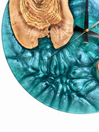 Emerald Shores Olive Wood & Resin Wall Clock — product photograph, view 6