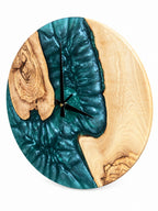 Emerald Shores Olive Wood & Resin Wall Clock — product photograph, view 2