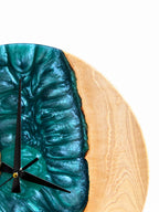 Emerald Shores Olive Wood & Resin Wall Clock — product photograph, view 4