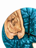 Emerald Shores Olive Wood & Resin Wall Clock — product photograph, view 5