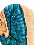 Emerald Shores Olive Wood & Resin Wall Clock — product photograph, view 9
