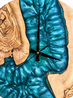 Emerald Shores Olive Wood & Resin Wall Clock — product photograph, view 8