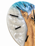 Pearl Blue Fjord Olive Wood & Resin Wall Clock — product photograph, view 9