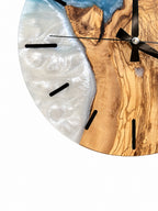 Pearl Blue Fjord Olive Wood & Resin Wall Clock — product photograph, view 8