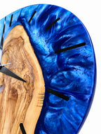 Pearl Blue Fjord Olive Wood & Resin Wall Clock — product photograph, view 10