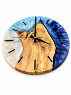 Pearl Blue Fjord Olive Wood & Resin Wall Clock — product photograph, view 2