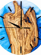 Amber Island Olive Wood & Resin Wall Clock — handcrafted clock, product view 7