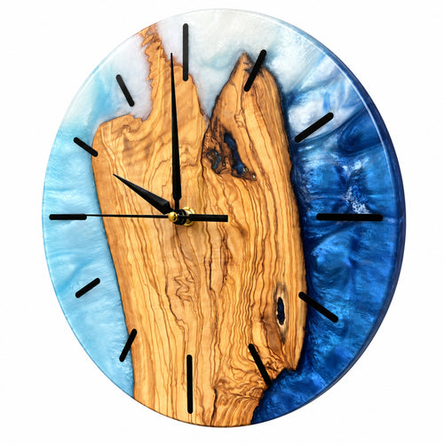 Amber Island Olive Wood & Resin Wall Clock — product photograph, view 2