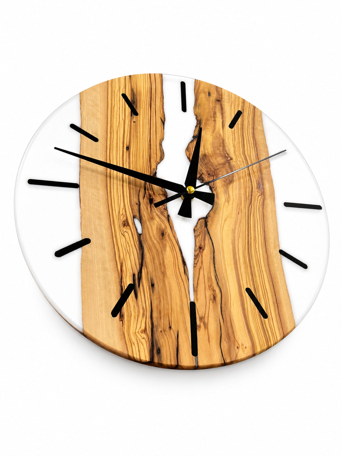 White River Olive Wood & Resin Wall Clock — product photograph, view 6