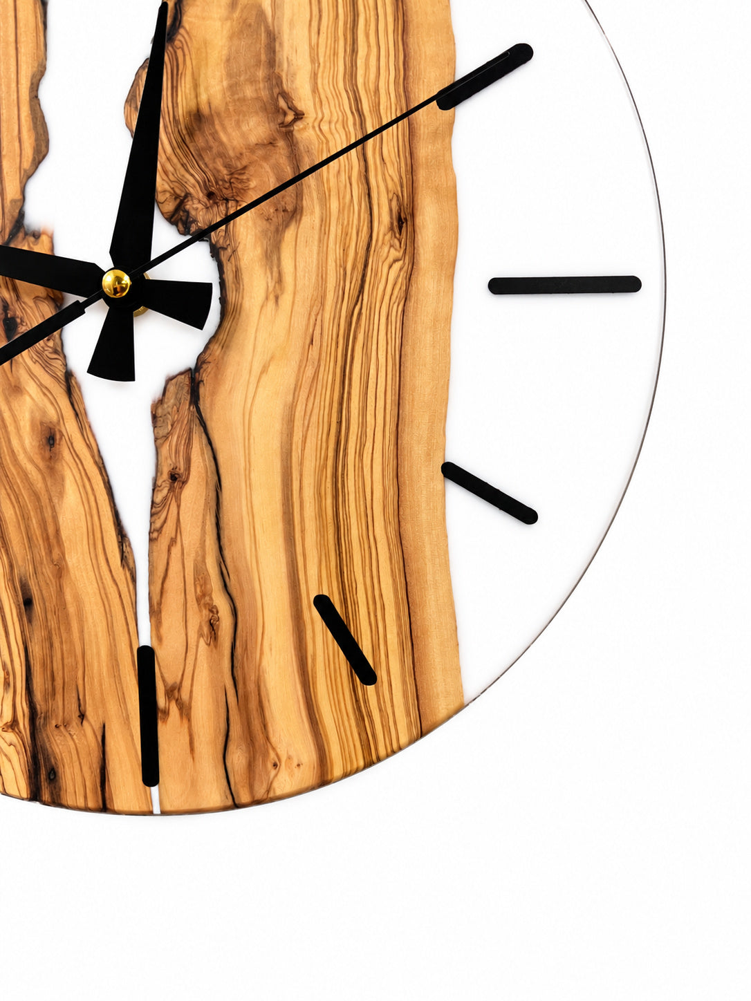 White River Olive Wood & Resin Wall Clock — product photograph, view 8