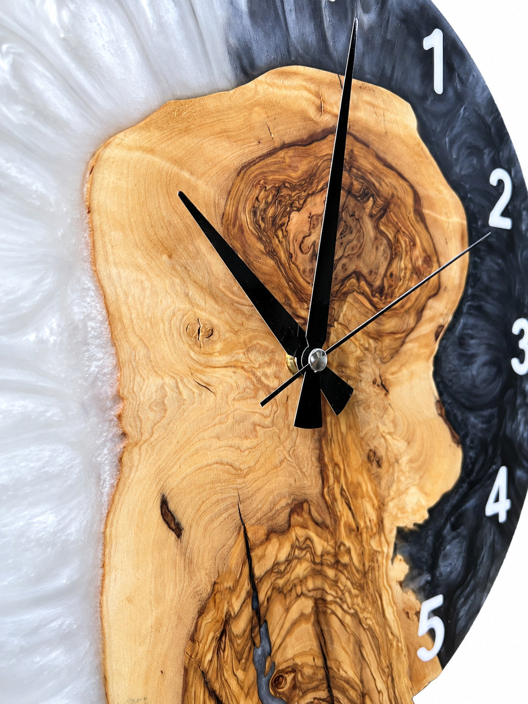 Monochrome Cove Olive Wood & Resin Wall Clock — product photograph, view 9