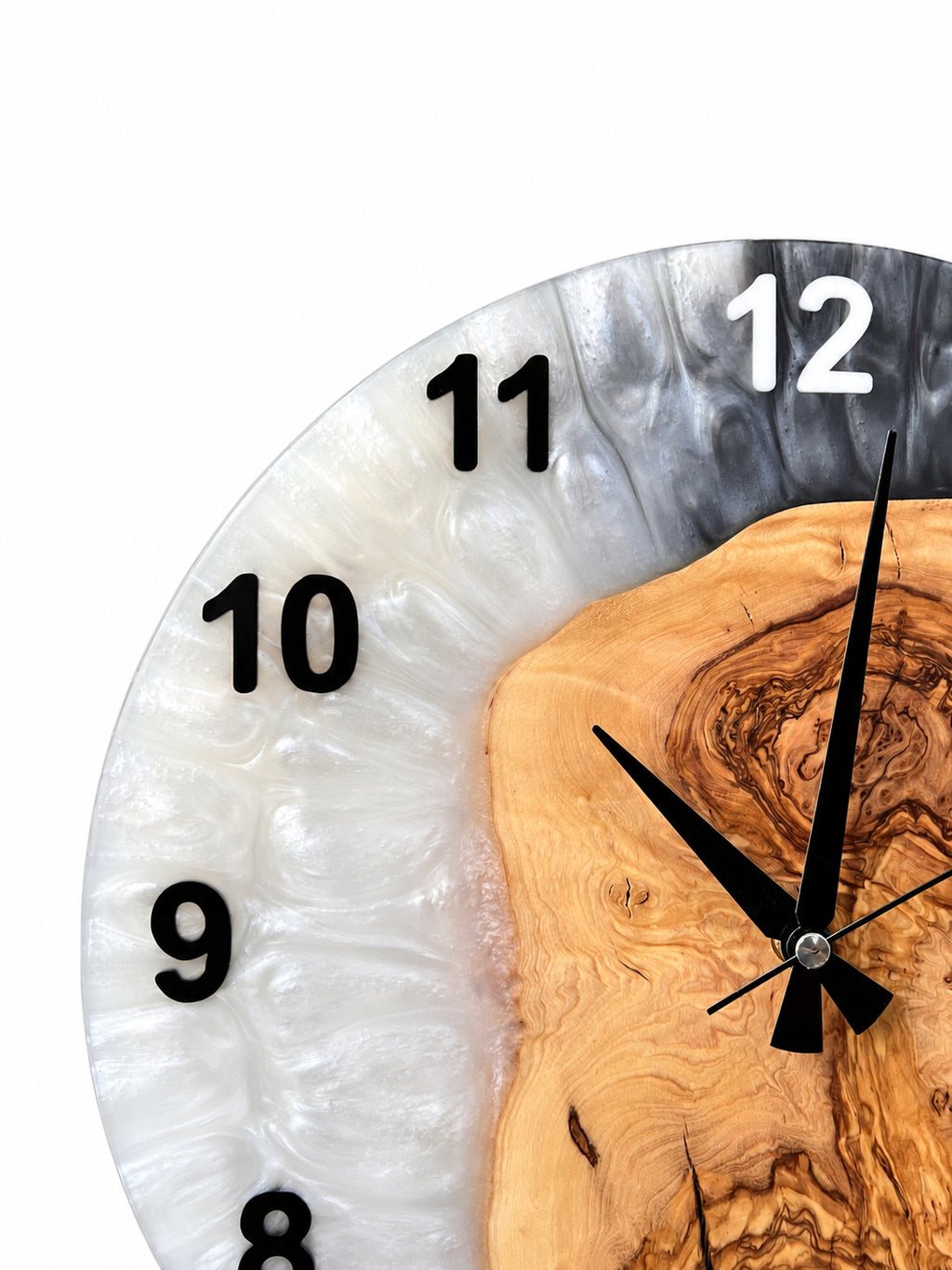 Monochrome Cove Olive Wood & Resin Wall Clock — product photograph, view 5
