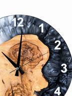 Monochrome Cove Olive Wood & Resin Wall Clock — product photograph, view 4
