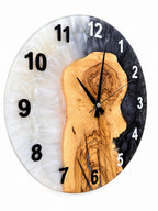 Monochrome Cove Olive Wood & Resin Wall Clock — product photograph, view 6