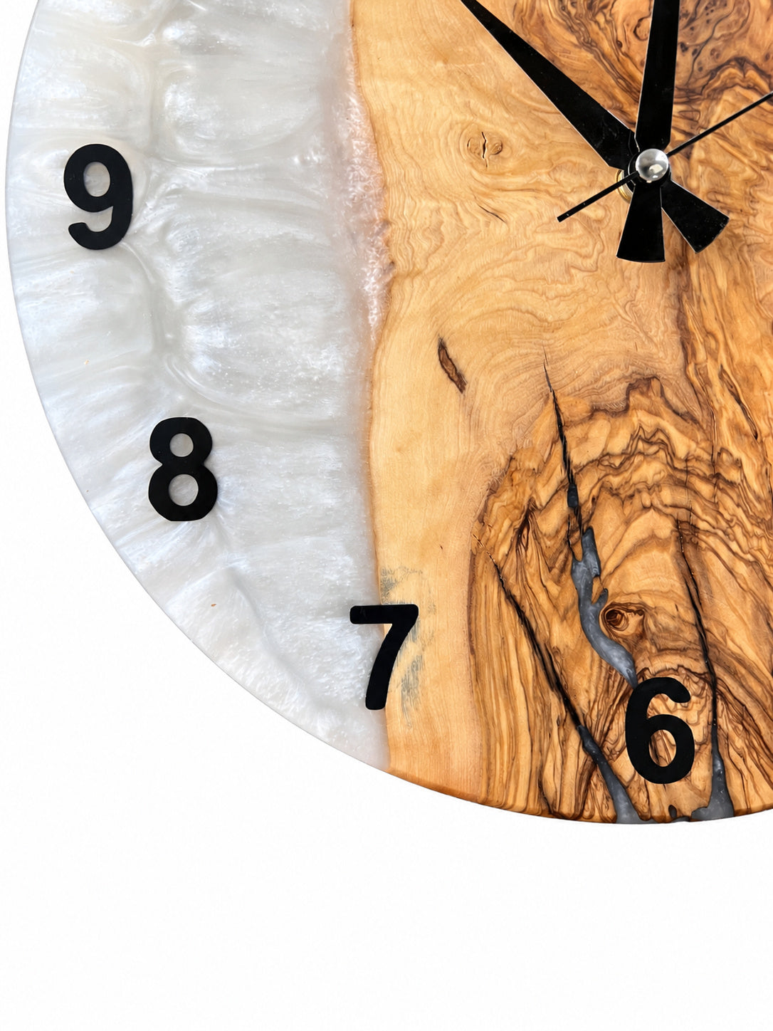 Monochrome Cove Olive Wood & Resin Wall Clock — product photograph, view 7