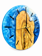 Blue Heartwood Olive Wood & Resin Wall Clock — product photograph, view 3