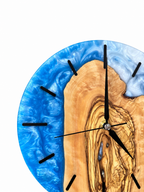 Blue Heartwood Olive Wood & Resin Wall Clock — product photograph, view 9