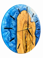 Blue Heartwood Olive Wood & Resin Wall Clock — product photograph, view 5