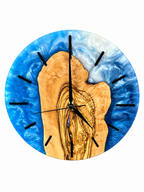 Blue Heartwood Olive Wood & Resin Wall Clock — product photograph, view 7