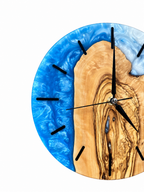 Blue Heartwood Olive Wood & Resin Wall Clock — product photograph, view 4