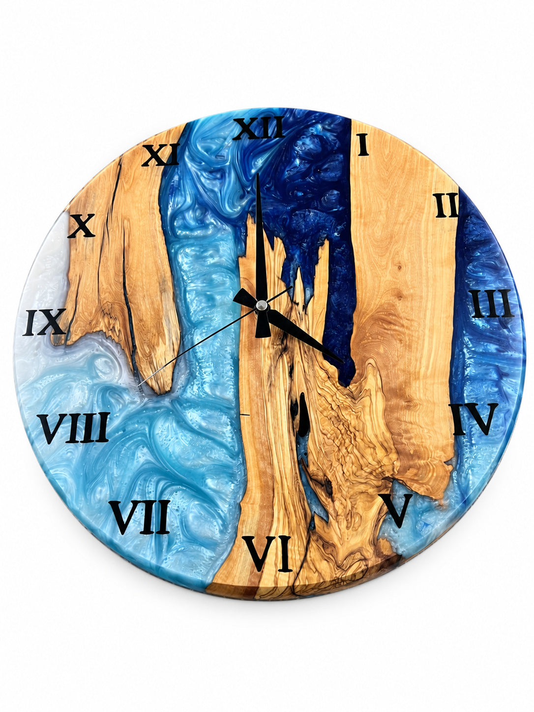 Roman Estuary Olive Wood & Resin Wall Clock — product photograph, view 2