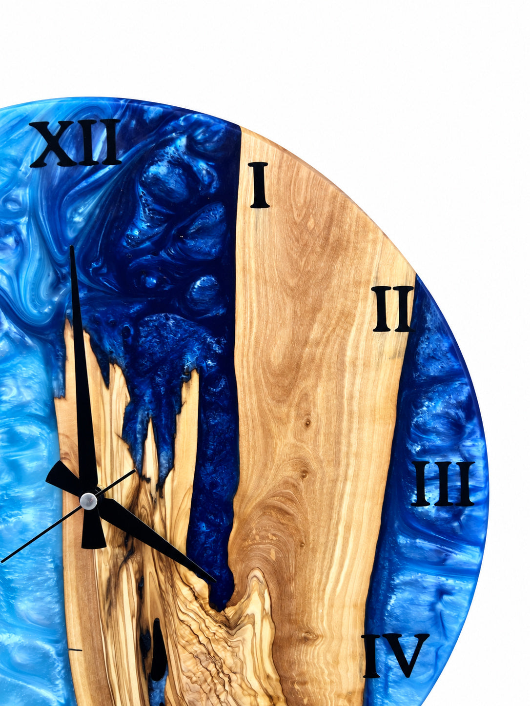 Roman Estuary Olive Wood & Resin Wall Clock — product photograph, view 4