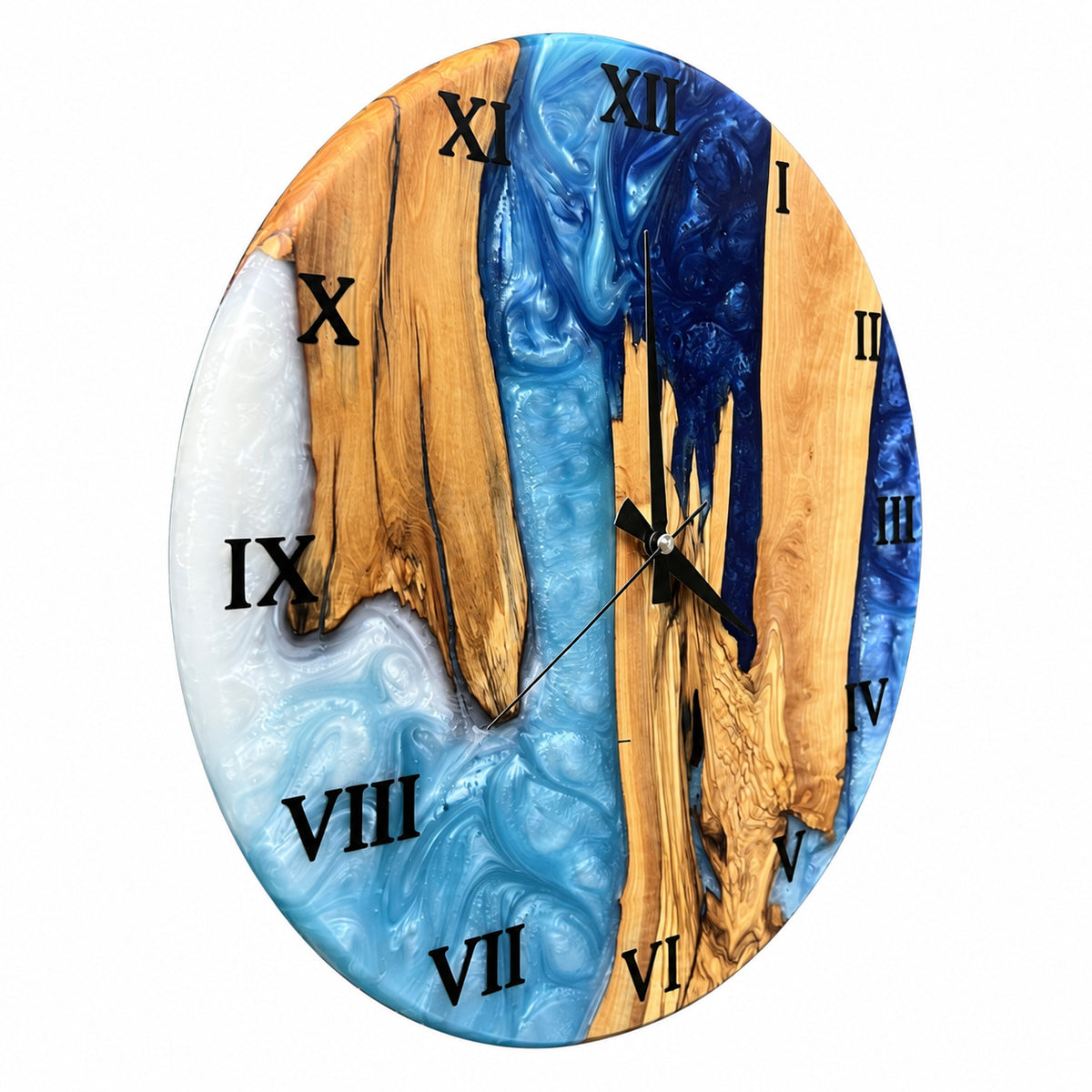 Roman Estuary Olive Wood & Resin Wall Clock — product photograph, view 3