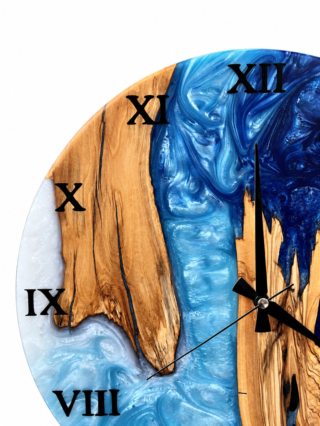 Roman Estuary Olive Wood & Resin Wall Clock — product photograph, view 5