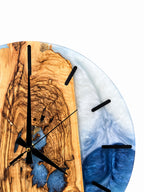 Icy Archipelago Olive Wood & Resin Wall Clock — product photograph, view 3