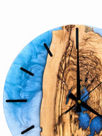 Icy Archipelago Olive Wood & Resin Wall Clock — product photograph, view 4