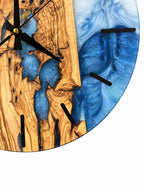 Icy Archipelago Olive Wood & Resin Wall Clock — product photograph, view 5