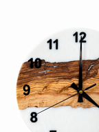 White Woodland Olive Wood & Resin Wall Clock — product photograph, view 4