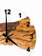 White Woodland Olive Wood & Resin Wall Clock — product photograph, view 6