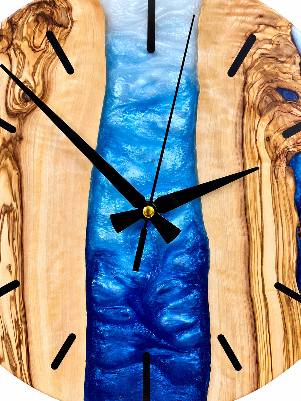Blue Canyon Olive Wood & Resin Wall Clock — product photograph, view 9