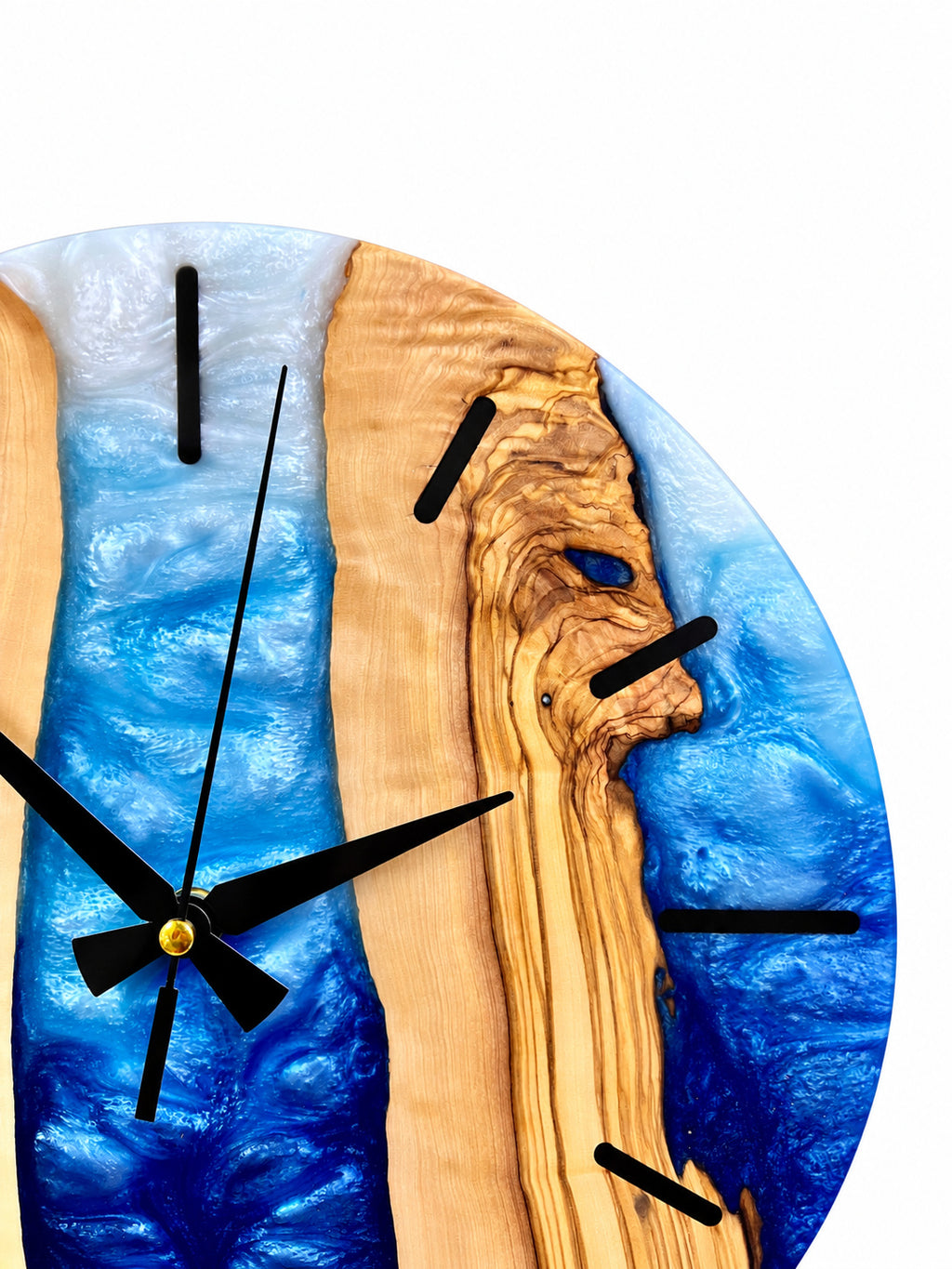 Blue Canyon Olive Wood & Resin Wall Clock — product photograph, view 8