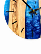 Blue Canyon Olive Wood & Resin Wall Clock — product photograph, view 4