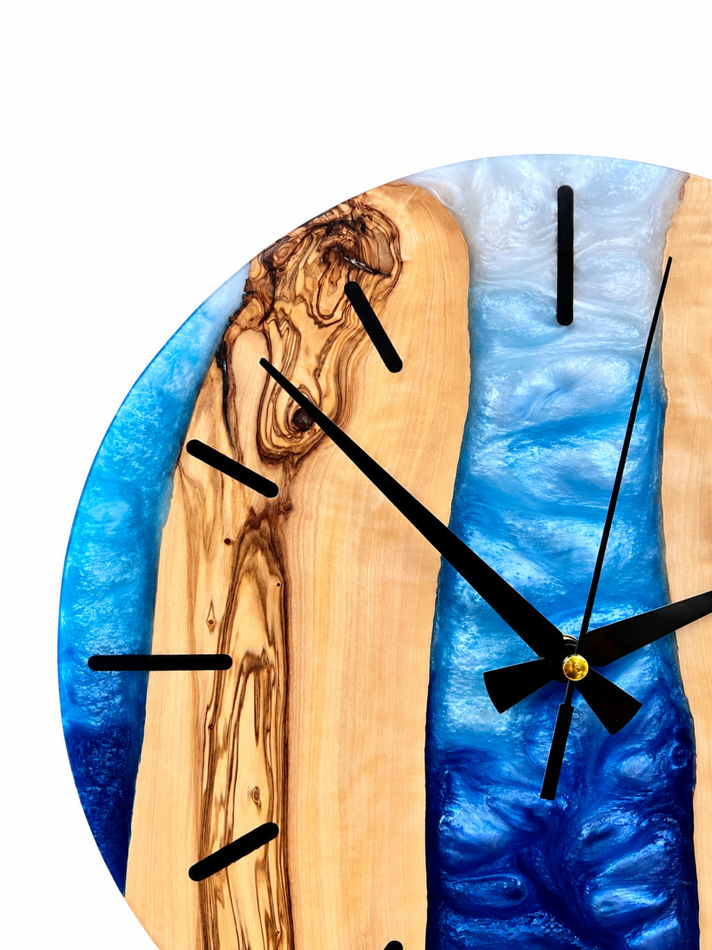 Blue Canyon Olive Wood & Resin Wall Clock — product photograph, view 5