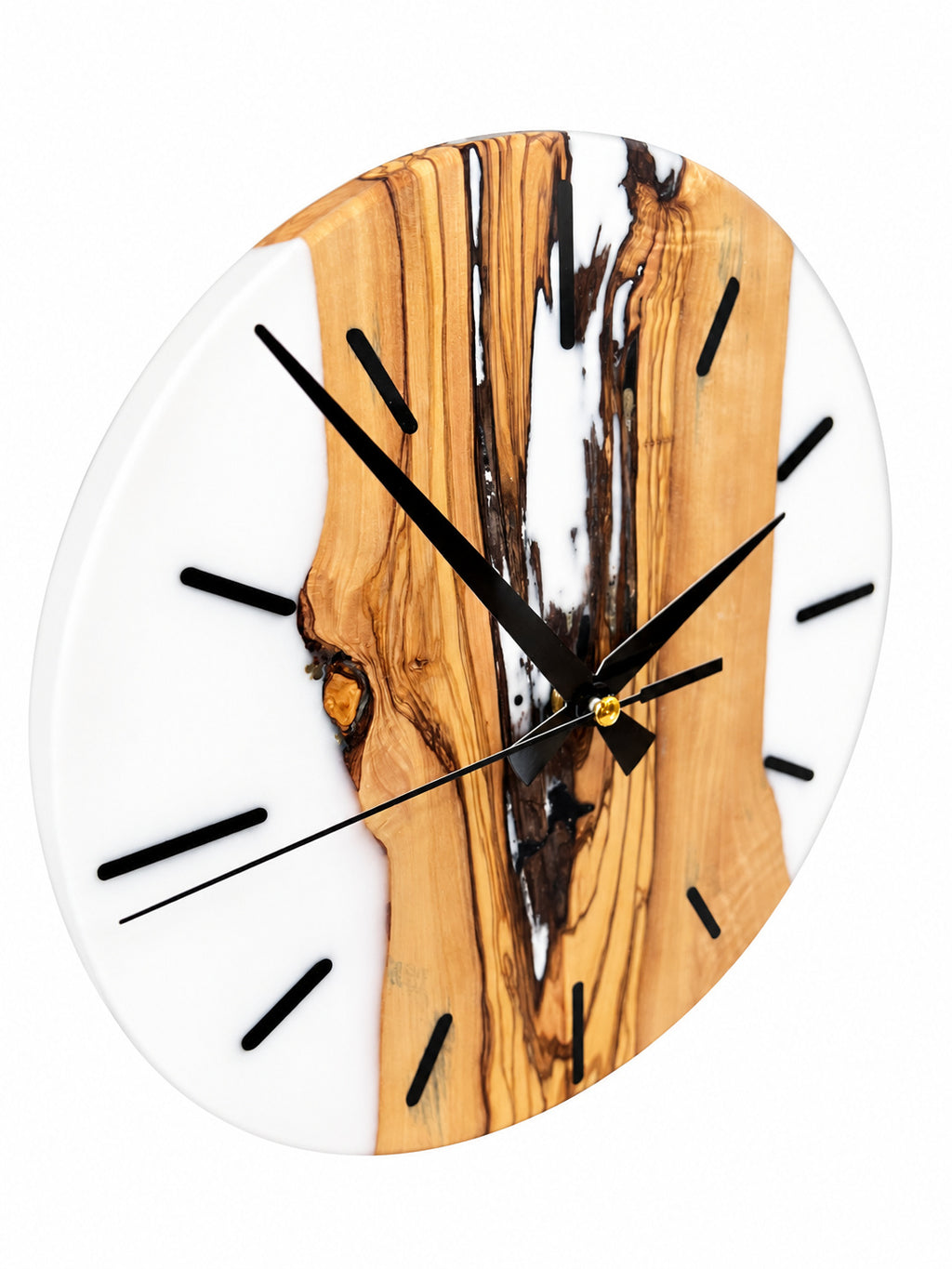 Ivory Passage Olive Wood & Resin Wall Clock — product photograph, view 8