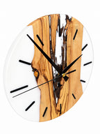 Ivory Passage Olive Wood & Resin Wall Clock — product photograph, view 8
