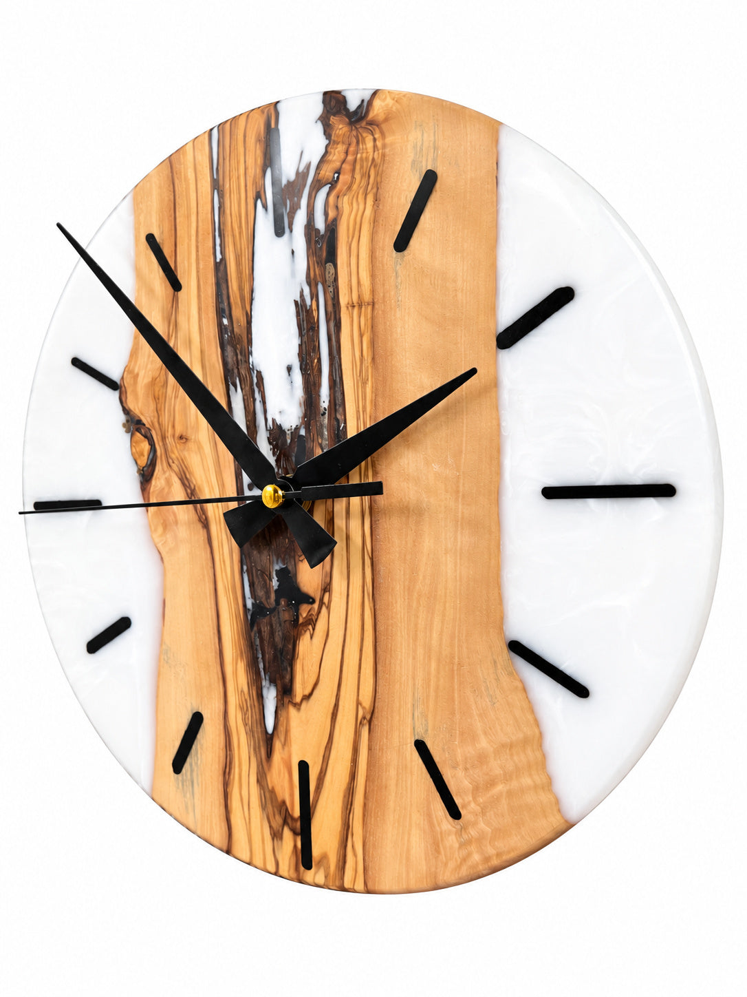 Ivory Passage Olive Wood & Resin Wall Clock — product photograph, view 7