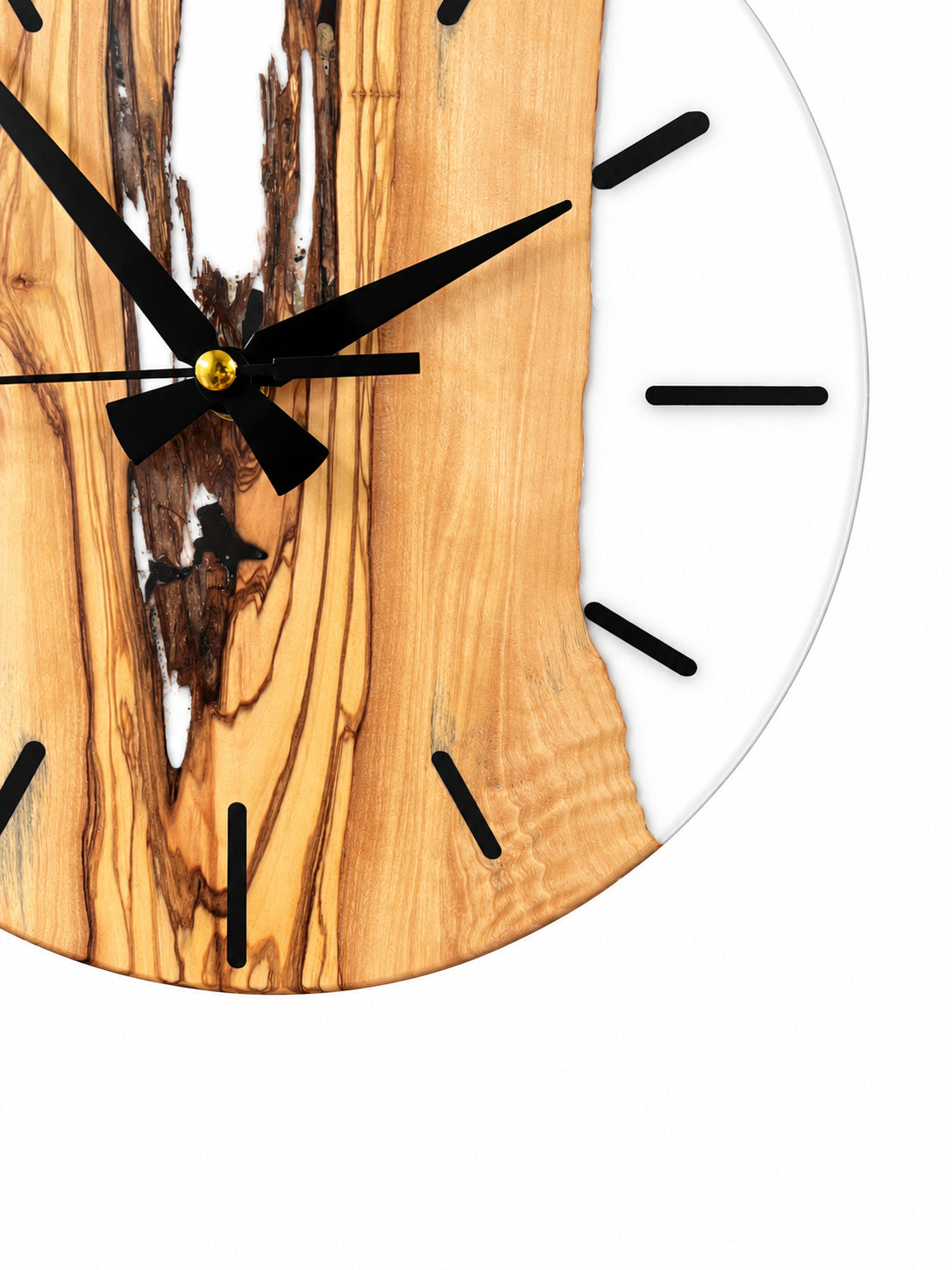 Ivory Passage Olive Wood & Resin Wall Clock — product photograph, view 5